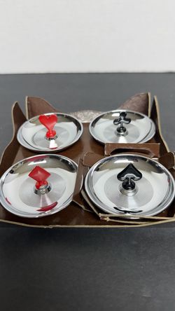 Card Suit Chrome Spinning Top Set of 4