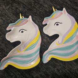 Cracker Barrel Unicorn Plates Set of 2 Decorative Stoneware