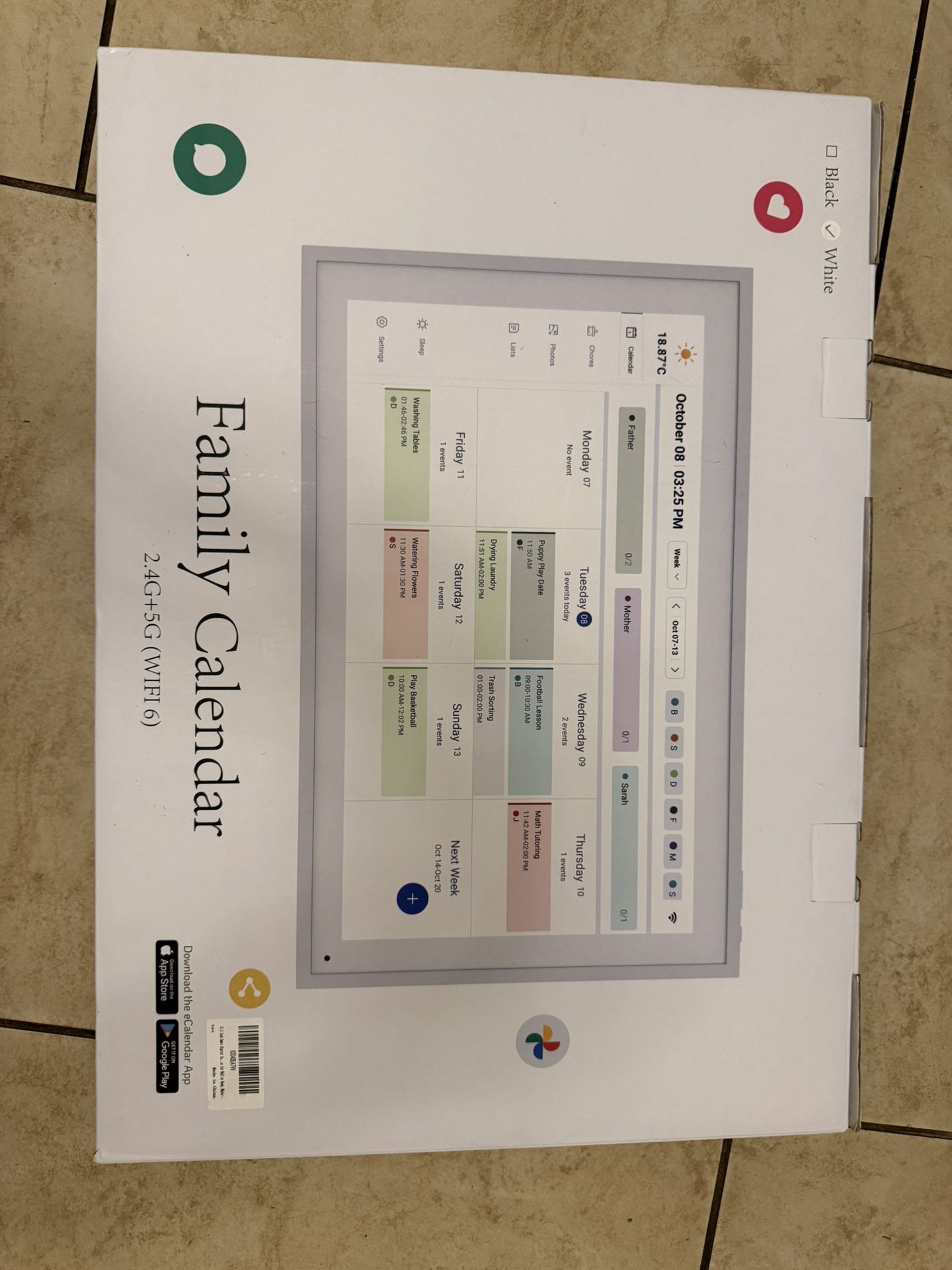 21.5 Inch Digital Calendar White