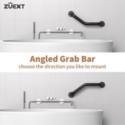 This ZUEXT branded angled shower grab bar, often sold in packs, is a stainless steel, anti-slip bathroom safety handle designed for installation at va