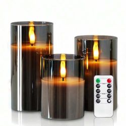 3pcs Led Flameless Candles With Remote And Timer, Flickering Pillar Led Candle With Upgraded Tear Wave Design And Battery Operated For Electronic Cand