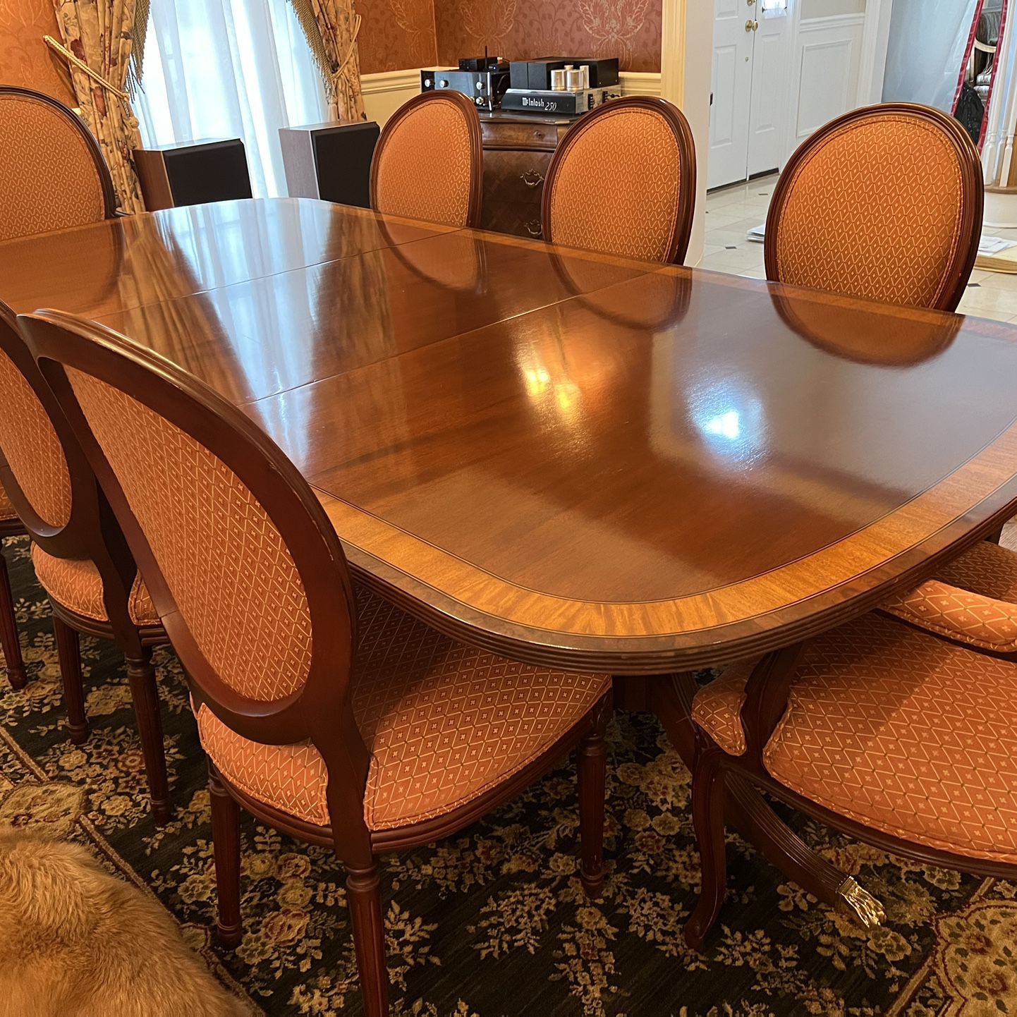 Ethan Allen Dining Room Table And Buffet + 8 Chairs