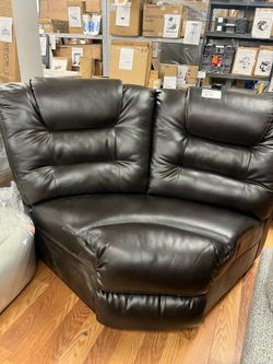 Brown leather corner sofa
