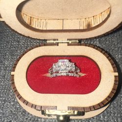 Beautiful Radiant Cut Moissanite Engagement Ring Set, Baguette CUt Wedding Band, Vintage 2 Pcs Ring Set, Anniversary Gift