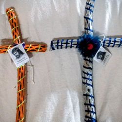 Decorated Chola Cactus Wood Crosses 