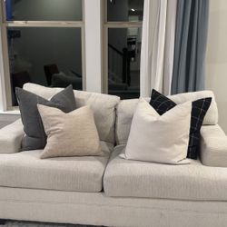Beige/Cream Sofa And Loveseat Set 