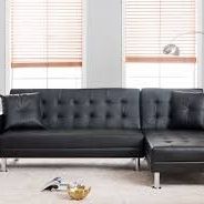 Brand New 99" × 61" Black Or White Faux Leather Reversible Sectional