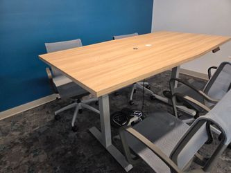 Electric Height Adjustable Conference Table + 4 Chairs