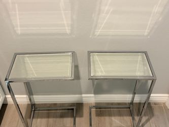 Set of 2 Chrome and Glass C-Tables