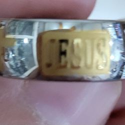 Religious Engrave JESUS Wedding Band Stainless steel Cross Rings size 6 & 7 available 