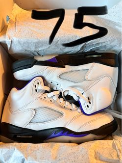Air Jordan 5 White Purple Black Sneakers