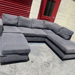 2piece Sectional Sofa Set  Charcoal Grey 