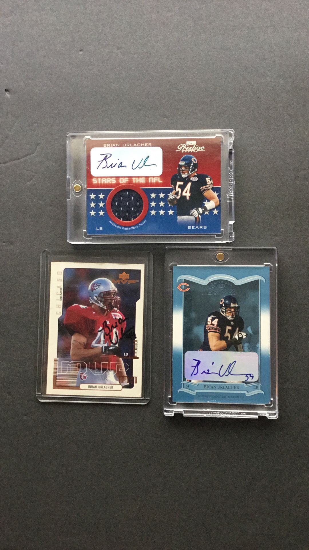 URLACHER MANIA INCLUDES.. AUTOGRAPHED R.C. #44 UD:: 02 Autographed #23/ 25 Donruss… 02 Playoff Autographed/#13/300 & Game Worn Jersey Insert