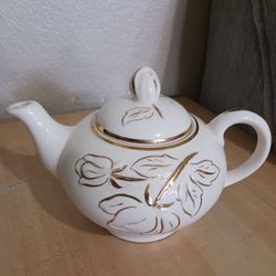 Beautiful Antique Teapot! Gold Painted Flowers