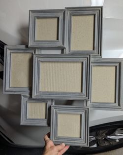 Rustic Distressed Gray Collage Photo Frame – Holds 7 Pictures