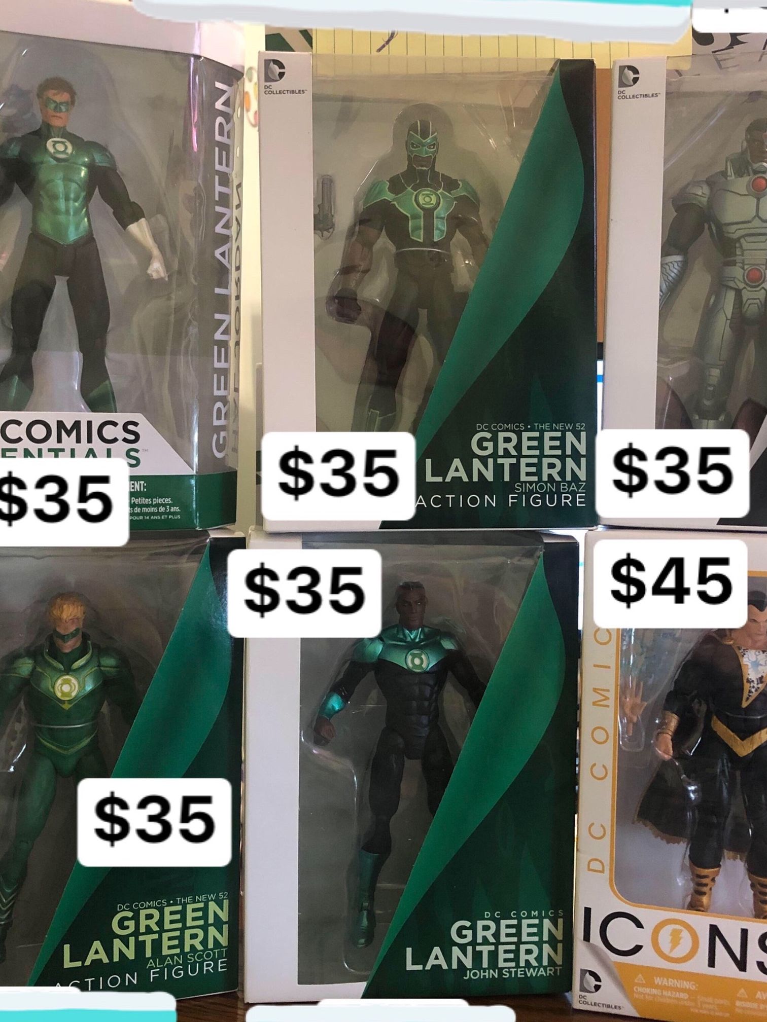 New Dc Action Figures Green Lantern And Black Adam And Cyborg