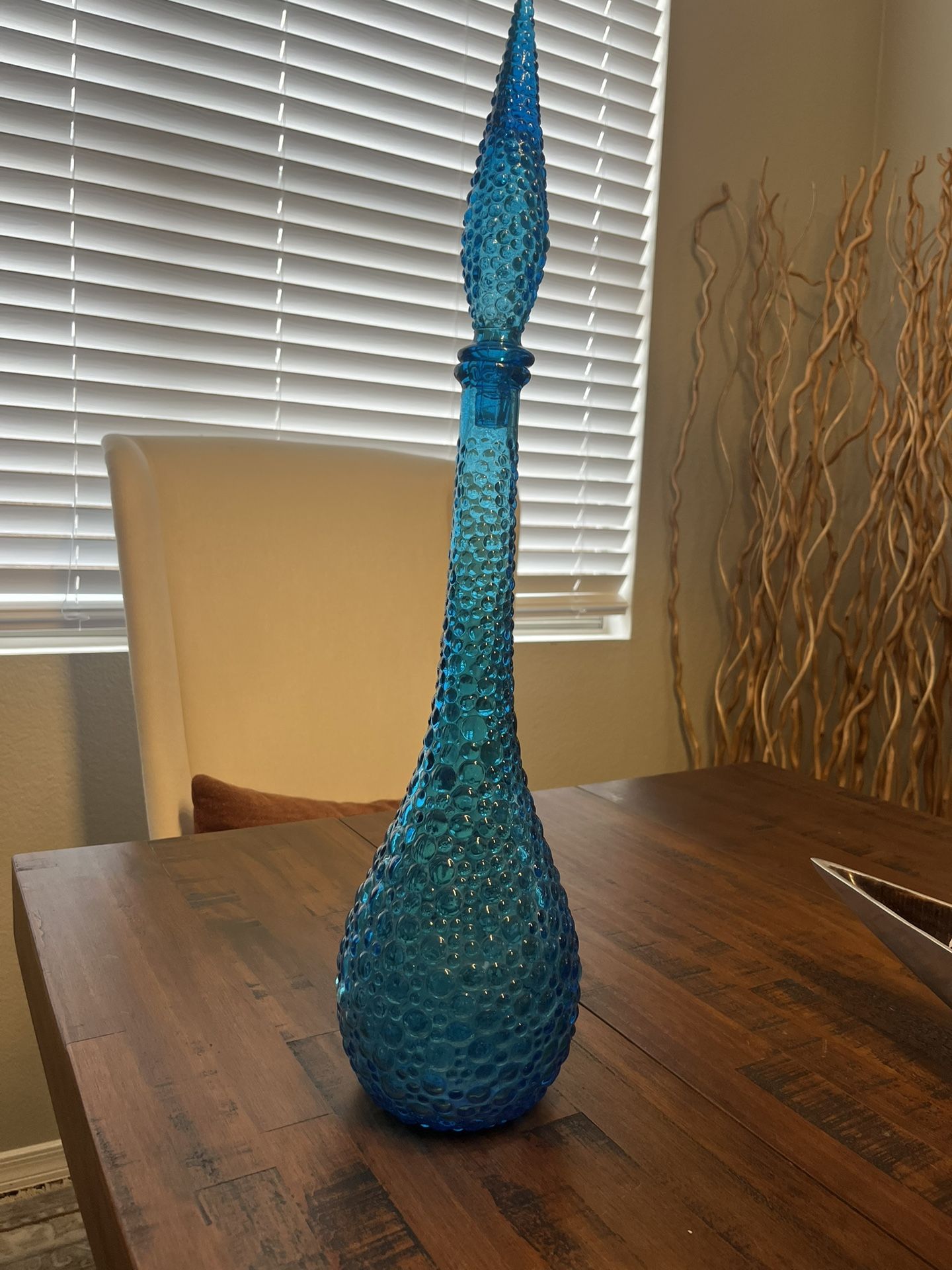 Vintage Empoli Glass Genie Bottle. Approx 22.5”