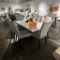 Black/grey 7PC Dining Table 