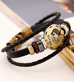 12 Constellations Multilayer Leather Bracelet, Pisces