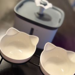 Pet feeding set + water fountain