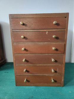 Vintage wooden tabletop collector's chest