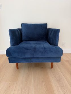 Allmodern Blue Velvet Upholstered Armchair