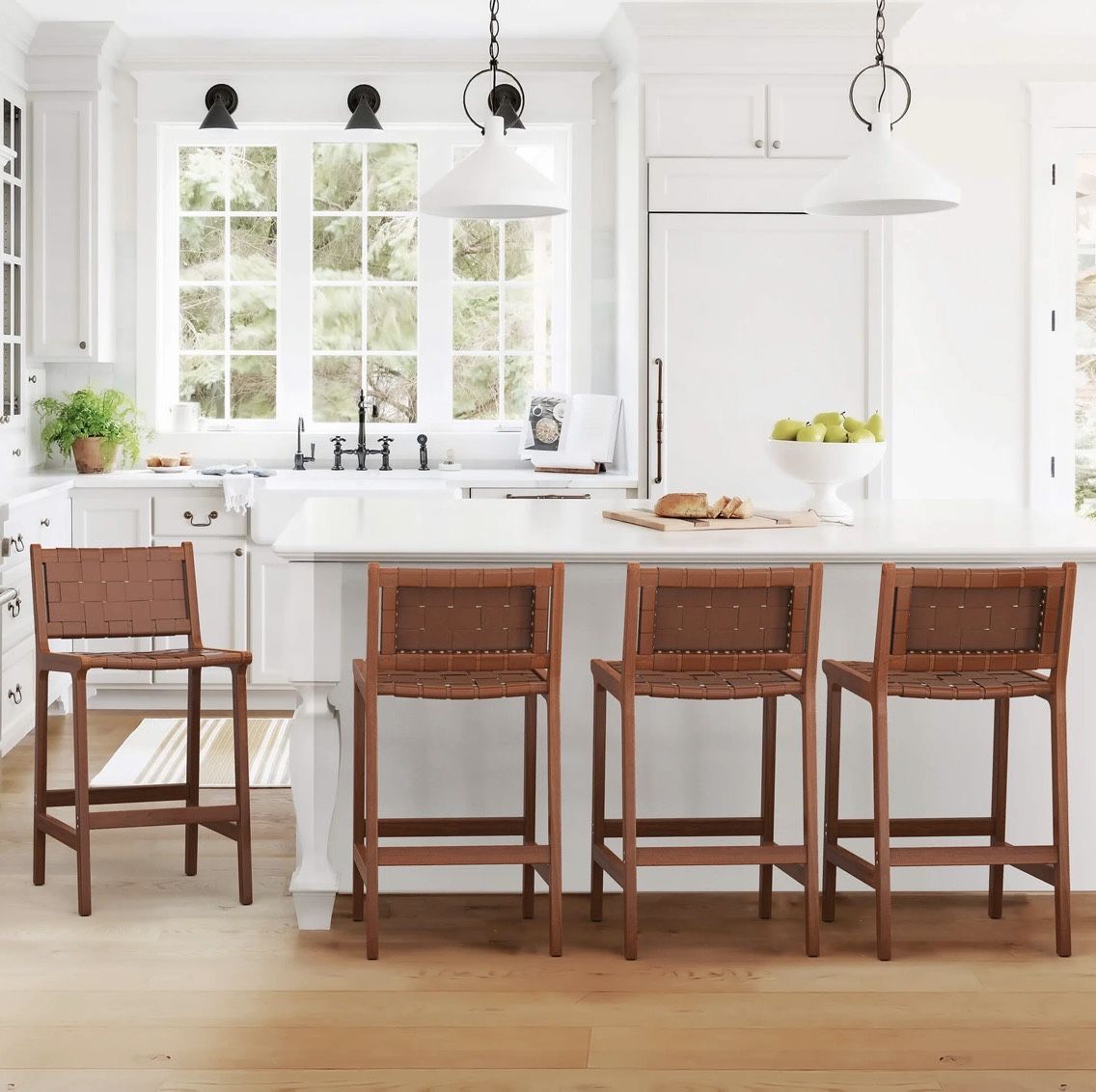 4X Brown 24” Faux Leather Barstools