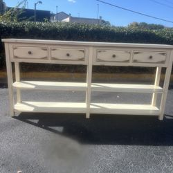 White Four Drawer Console Table