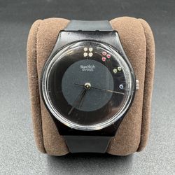 SWATCH 1985 - GB106 - SIR LIMELIGHT - VERY CLEAN- original 7 hole band - WORKS!