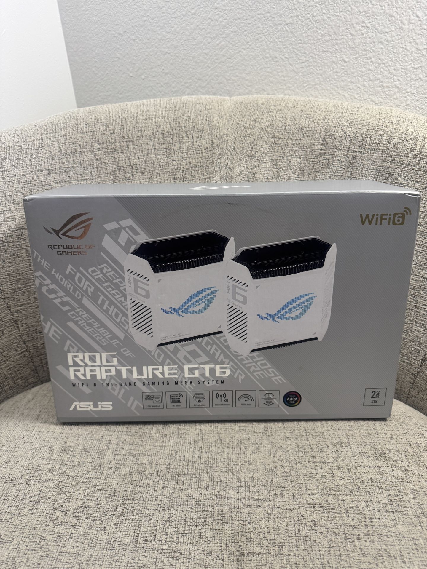 ASUS ROG Rapture GT6 Tri-Band Wi-Fi 6 Gaming Router - White, 2-Pack