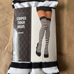 Black and White striped thigh highs
