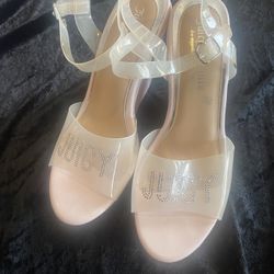 Juicy Couture Espadrilles Heels Clear Pink Shoes Crown Charm