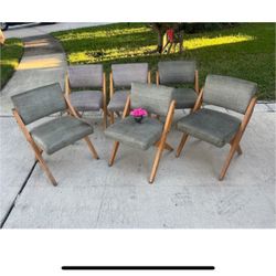Set of 6 Mid Century Scissor Chairs, Jose Caldas Style Scissor Chairs