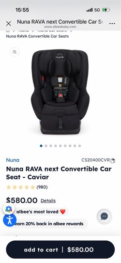 Nuna RAVA next Convertible Car Seat - Caviar