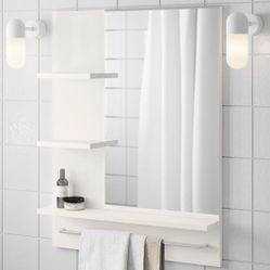 IKEA Lillången Bathroom Mirror with Shelves and Towel Bar