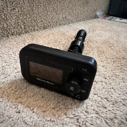 MobileSpec FM transmitter with a USB charging port and an XL display