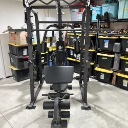 Vesta Fitness Smith Machine 2001 w/Bench Attachment | 230lb Bumpers Weights | 7ft Olympic Bar | Fitness | Gym Equipment | FREE DELIVERY 🚚 