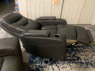 Charcoal Gray Leather Power Zero Gravity Theater Recliner