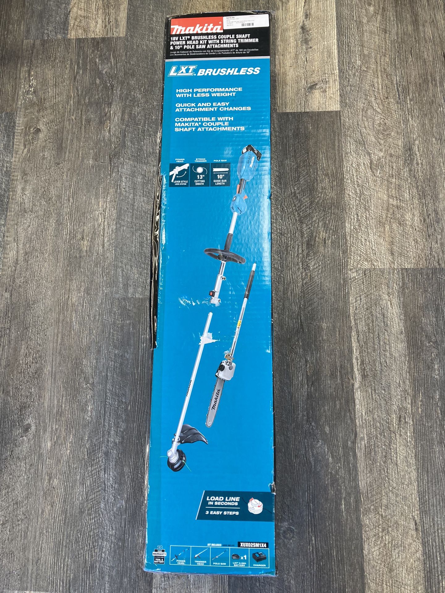 Makita XUX02SM1X4 18V LXT Lithium-Ion Brushless Cordless Couple Shaft Power Head Kit Attachments 4.0Ah