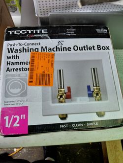Tectite push to connect washing machine outlet box