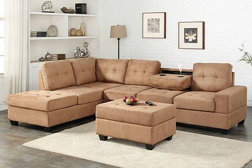 New Taupe Sectional And Ottoman 
