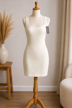 J.Crew Ivory Ribbed Knit Midi Tank Dress NWT Size L