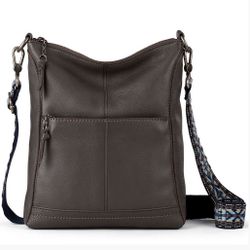 The Sak Lucia  Leather Crossbody Purse Bag Grey