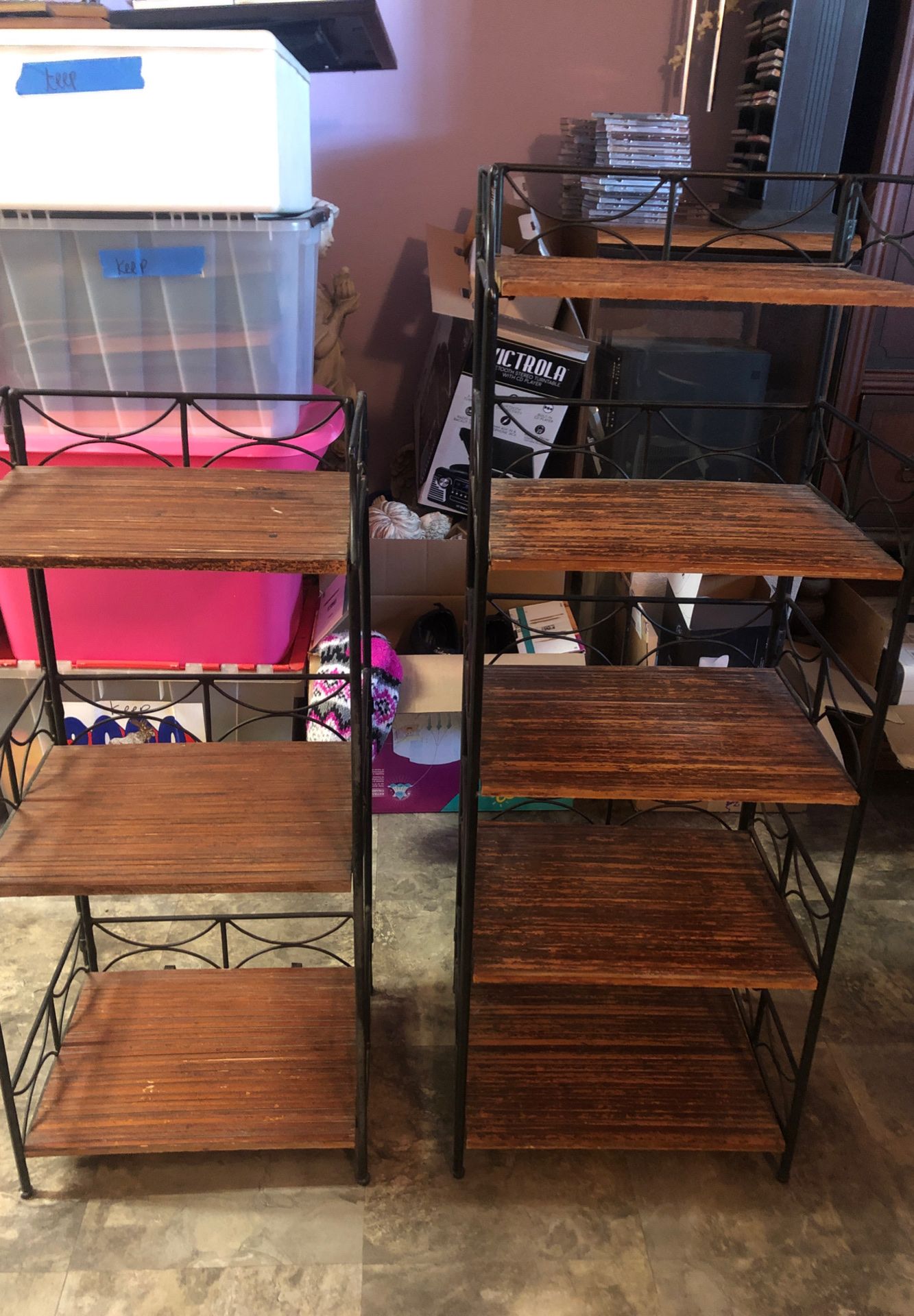 2 wicker shelves/ bookcases