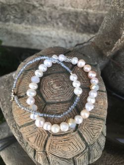 Freshwater pearl and crystal bracelets