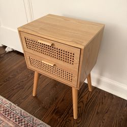 Cane Rattan 2-Drawer Nightstand / End Table - $50 (Mission, KS)