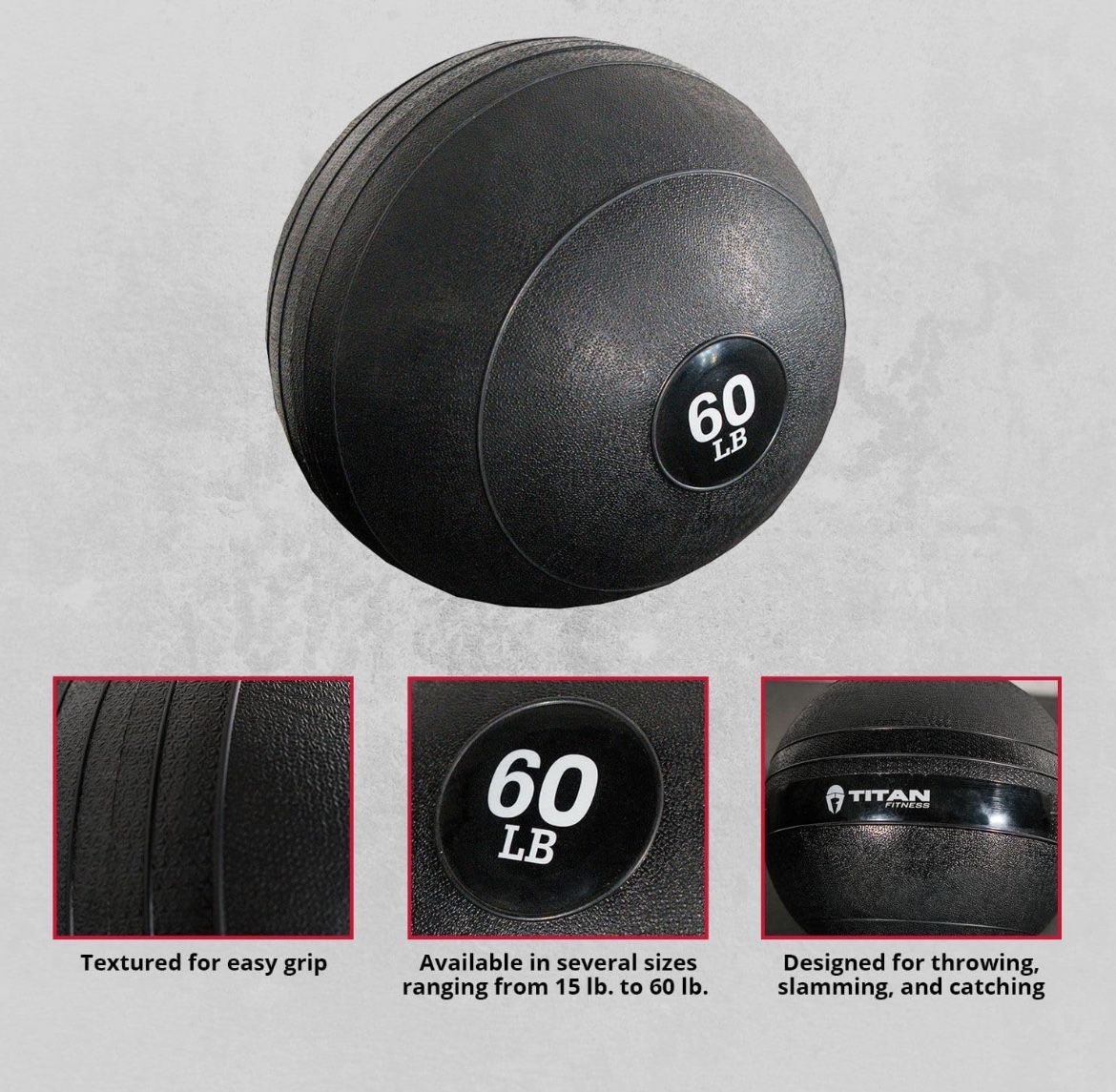 Titan Fitness Slam Spike Ball, Rubber Exercise Equipment, 60 lb. Gym Weight