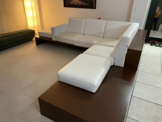White leather sofa