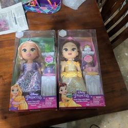 Pair Of 2 Disney Princess Rapunzel And Belle Dolls