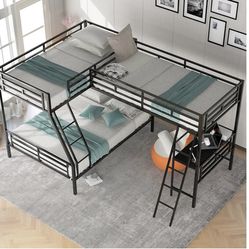 Full Size Bed And Twin Bunk Beds With Desk